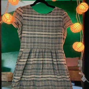 Navy blue striped skater dress